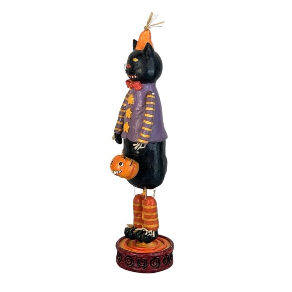 vtg Mark Roberts Black Cat Trick Treat Halloween Folk Art Figurine 16"Tall - Picture 4 of 9